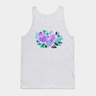 Watercolor flower bouquet - purple and green Tank Top